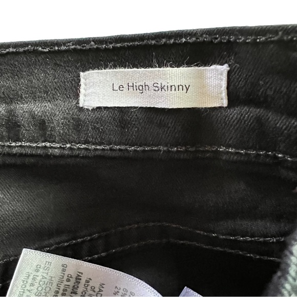 FRAME Le High Skinny Velvet Tux Raw Hem Jeans Noir Size 26 - Picture 15 of 17